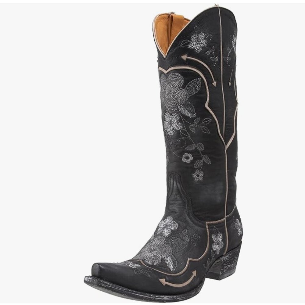 Old Gringo Bonnie Pipin Cowgirl Western boots 7.5 Black/Bone Excellent